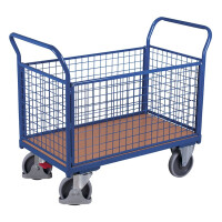 Wózek Magazynowy, 4 Burty Z Siatki 1390X800X(H)1015 Mm Ral 5010