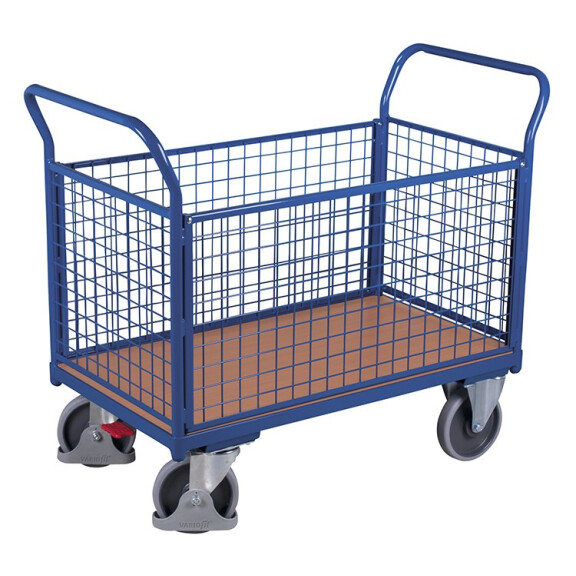 Wózek Magazynowy, 4 Burty Z Siatki 1390X800X(H)1015 Mm Ral 5010