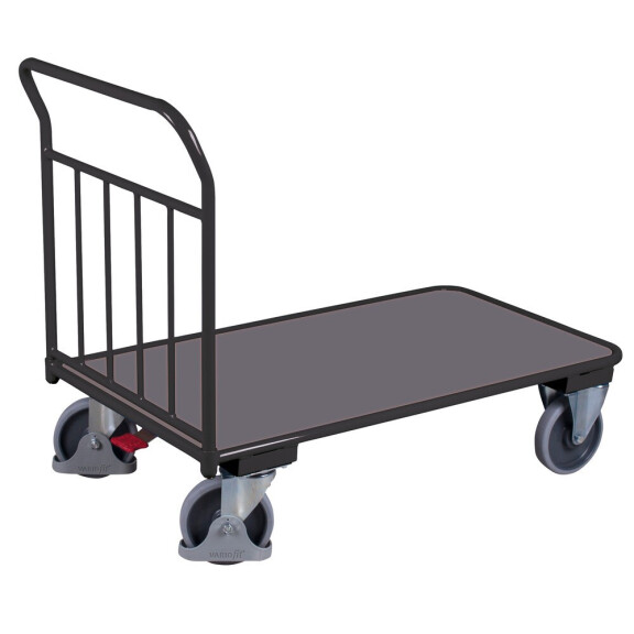 Wózek Magazynowy Platformowy Z Pałąkiem Z Pionowymi Rurami I Podstawą Z Rury 950X500X(H)990 Mm Ral 7016