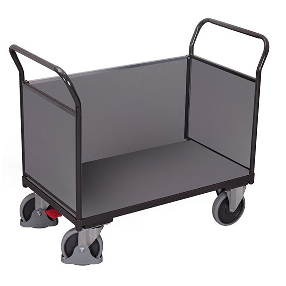 Wózek Magazynowy, 3 Burty Z Płyty 1190X600X(H)1015 Mm Ral 7016