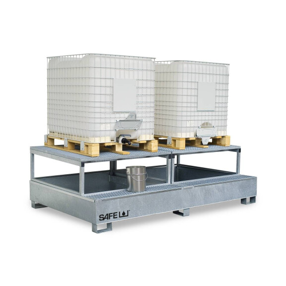 Wychwytowa Wanna Tcb 2 O Dużej Objętości 1000 L - Stacja Napełniania Powyżej 401 L. Stal Ocynkowna 2 Pojemniki Ibc