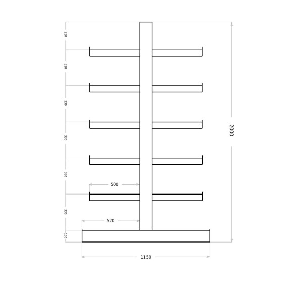 Regał Wspornikowy Dwustronny Meta Atlast St Długość Regału 2755 Mm
