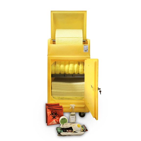 Zestaw Ratunkowy Chemiczny W Zamykanej Szafce Na Kółkach, 291 L. Żółty 291 L.