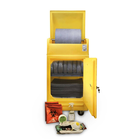 Uniwersalny Zestaw Ratunkowy W Zamykanej Szafce Na Kółkach, 240 L. Szary 240 L.