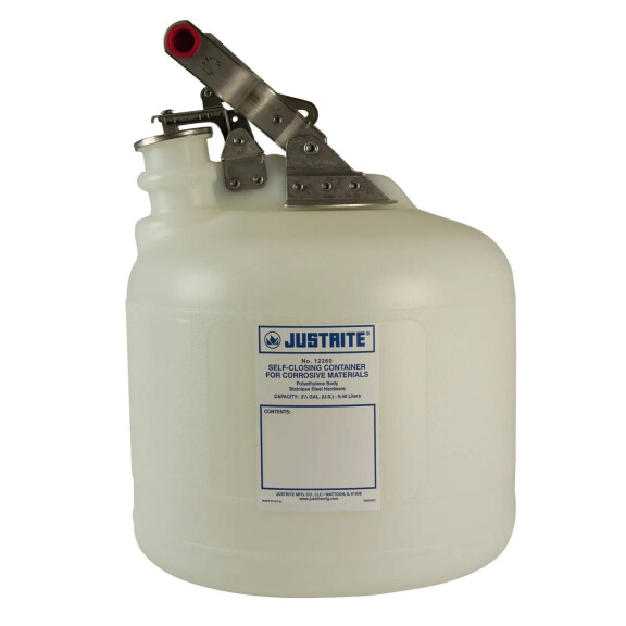 Bezpieczny Kanister Z Polietylenu Z Osprzętem Ze Stali Nierdzewnej - 9,5 L. Biały Polietylen 7 L. - 10 L.