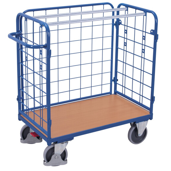 Niski Wózek Do Paczek, 3 Ściany 1040X525X(H)1180 Mm Ral 5010