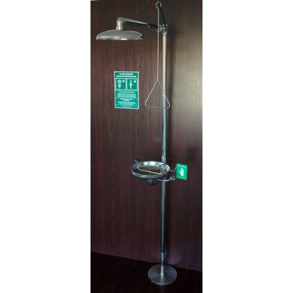 Natrysk Bezpieczeństwa Z Oczomyjką Ze Stali Nierdzewnej Stal Nierdzewna Sterowanie Ręczne