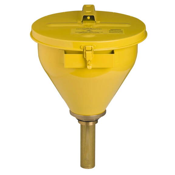Stalowy Lejek Do Płynów Łatwopalnych Z Odcinaczem Płomieni 27X25 Cm Żółty 152 Mm