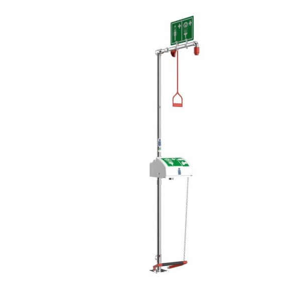 Nieogrzewany Prysznic Bezpieczeństwa Z Zamkniętą Misą Abs Do Przemywania Oczu I Twarzy 1845 Hughes Stal Ocynkowana