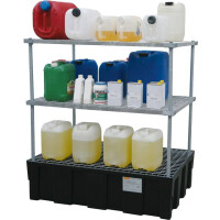 System Regałów Na Kanistry Z Paletą Wychwytową 2 Beczki Powyżej 401 L. Nie Czarny Stal Bez Dibt