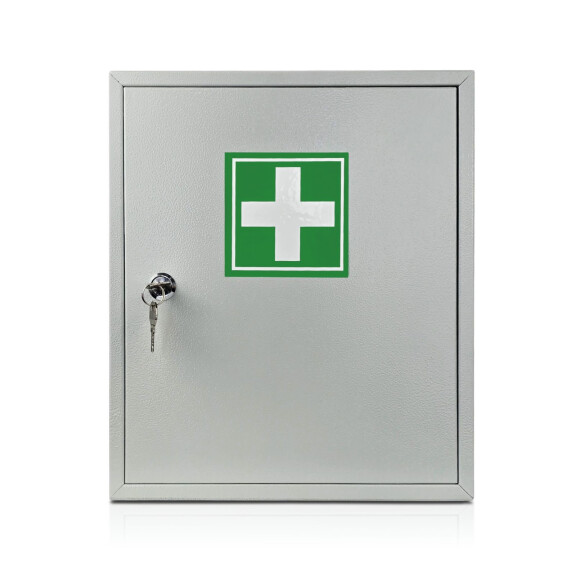 Metalowa Apteczka Ścienna, Szara, 30X35X13 Cm Zielony