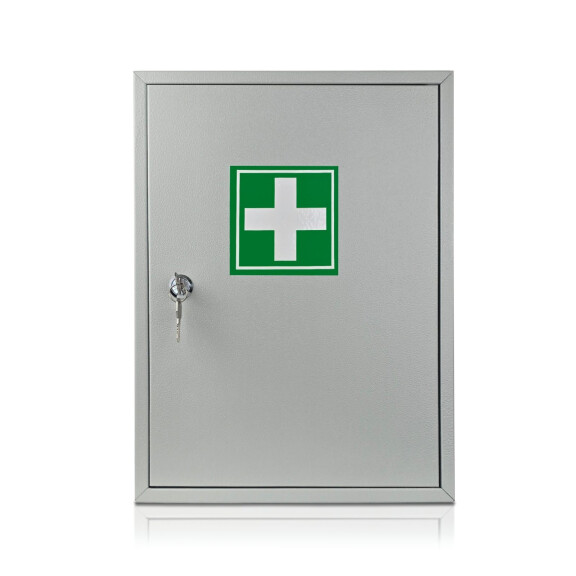 Metalowa Apteczka Medyczna, Szara, 30X40X13 Cm Zielony