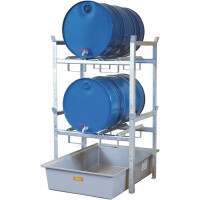 Regał Na Beczki Typ 400 Z 2 Wspornikami Na Beczki O Pojemności 1 X 200 L Lub 2 X 60 L Wanna Grp