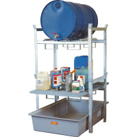 Regał Na Beczki Typ 400 Z Podporą Na 2 Beczki 60 L Lub 1 Beczkę 200 L I Kratą Podtrzymującą Małe Pojemniki Wanna Grp