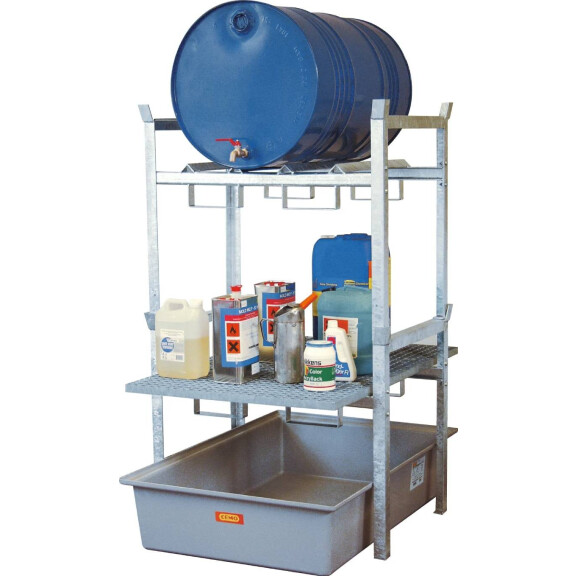 Regał Na Beczki Typ 400 Z Podporą Na 2 Beczki 60 L Lub 1 Beczkę 200 L I Kratą Podtrzymującą Małe Pojemniki Wanna Grp