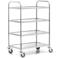 Cărucior pliabil cu 4 rafturi din oțel inoxidabil FORGAST FG01014