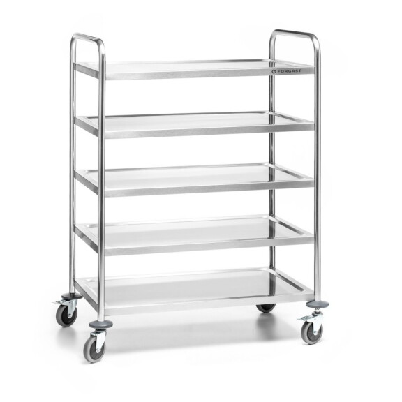 Cărucior pliabil cu 5 rafturi din oțel inoxidabil FORGAST FG01005