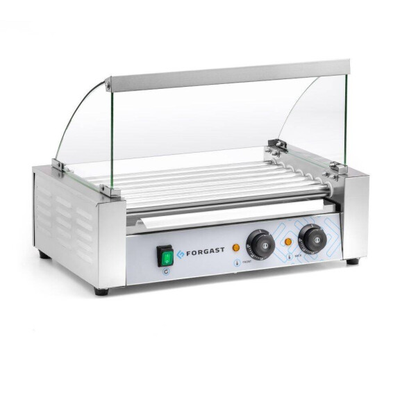 Prăjitor de cârnați rulant cu protecție din sticlă - 7 rulouri | FORGAST FG09600