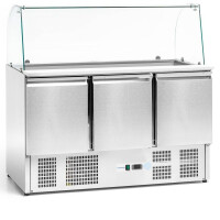 Masă frigorifică pentru salate cu 3 uși400 l, cu blat din sticlă FORGAST FG07104