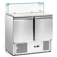 Masă frigorifică cu 2 uși pentru pizza cu extensie din sticlă 257 l | FORGAST FG07222