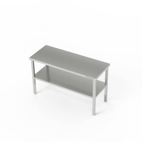 Extensie masă 2 rafturi din oțel inoxidabil 4 picioare 80x30x60 cm | FORGAST