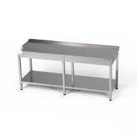 Masă de lucru inox cu raft 200x70x85 cm | FORGAST