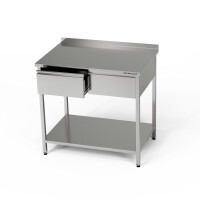 Masă de lucru din oțel inoxidabil cu sertare și raft inferior 120x70x85 cm | FORGAST