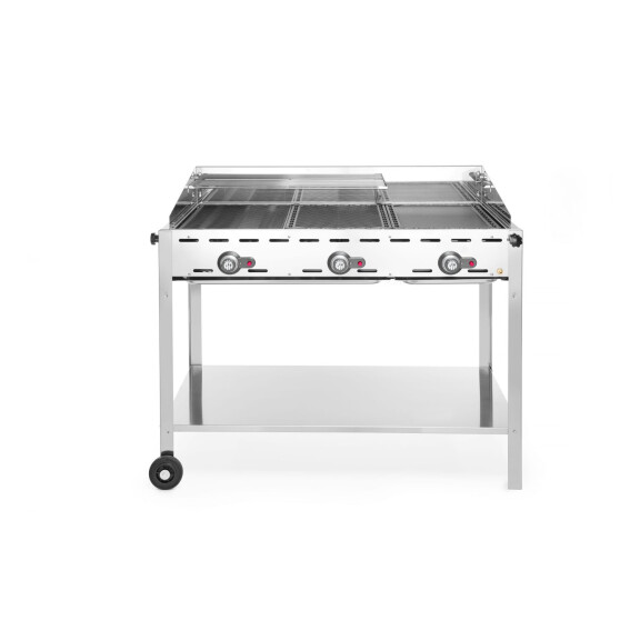 Grătar pe gaz cu 3 arzătoare Green Fire Kitchen Line HENDI 149591