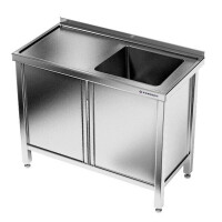 Masă inox cu chiuvetă cu 1 vas și dulap 110 cm | FORGAST