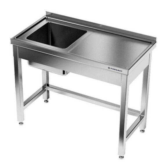 Masă inox cu chiuvetă cu 1 vas 140 cm | FORGAST