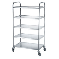 Cărucior de ospătar pliabil din oțel inoxidabil cu 5 rafturi HENDI 810125
