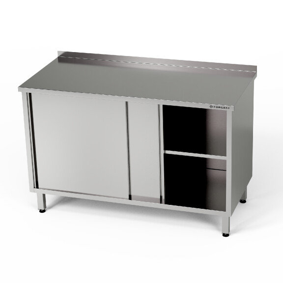 Masă de lucru din oțel inoxidabil cu dulap 130x70x85 cm | FORGAST