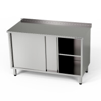 Masă de lucru din oțel inoxidabil cu dulap 150x60x85 cm | FORGAST