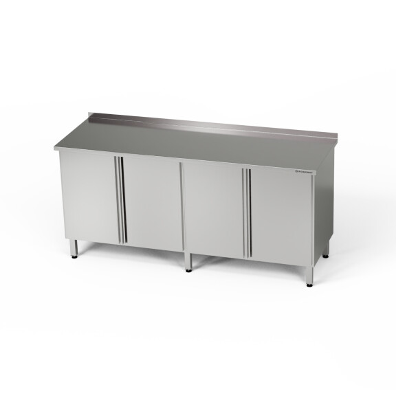 Masă de lucru din oțel inoxidabil cu 2 dulapuri 180x60x85 cm | FORGAST