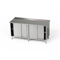 Masă de lucru din oțel inoxidabil cu 2 dulapuri 240x60x85 cm | FORGAST