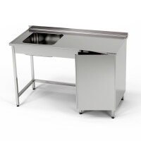 Masă inox cu chiuvetă cu 1 vas și dulap 100x70x85 cm | FORGAST