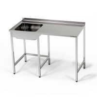 Masă inox cu chiuvetă cu 1 vas și spațiu pentru mașina de spălat vase 150x60x85 cm | FORGAST