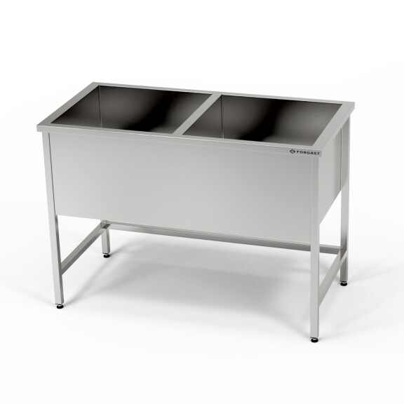 Bazin cu 2 camere din oțel inoxidabil (adâncime. 30 cm) 160x70x85 cm | FORGAST