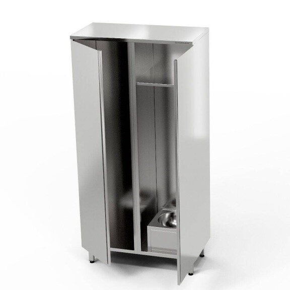 Dulap bipartit din oțel inoxidabil cu chiuvetă 100x50x180 cm | FORGAST