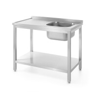 Masă cu chiuvetă cu 1 vas și raft | HENDI 811870