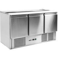 Salatieră frigorifică cu 3 uși, cu capac din oțel inoxidabil | YATO YG-05290