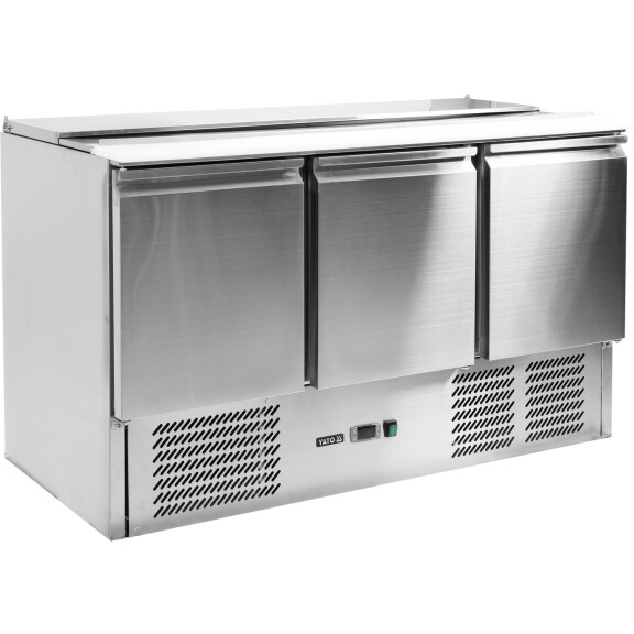 Salatieră frigorifică cu 3 uși, cu capac din oțel inoxidabil | YATO YG-05290