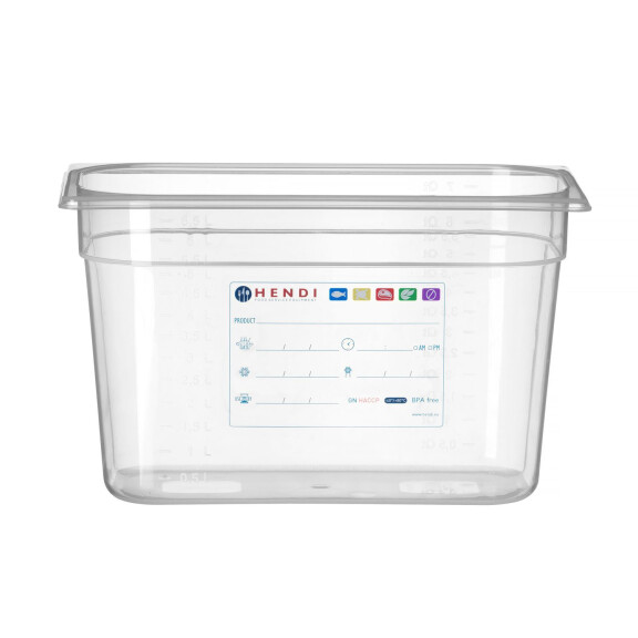 GN Recipient de 1/3 de gabarit. 20 cm în polipropilenă HACCP | HENDI 880258