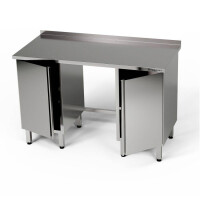 Masă de lucru din oțel inoxidabil cu două dulapuri 250x60x85 cm | FORGAST