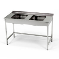 Masă inox cu chiuvetă cu 2 compartimente 150x70x85 cm | FORGAST