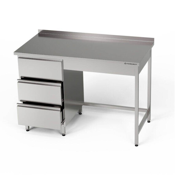 Masă de lucru din oțel inoxidabil cu bloc de sertare 110x70x85 cm | FORGAST