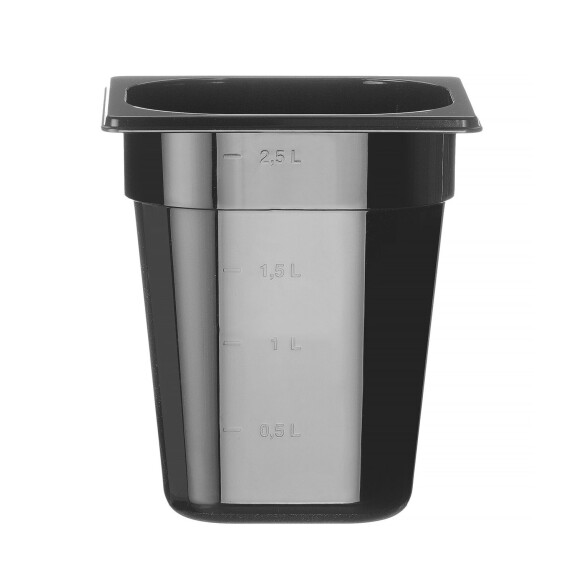 GN 1/6-lea container. 20 cm în policarbonat negru | HENDI 862704