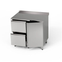 Masă de lucru din oțel inoxidabil cu dulap și bloc de sertare 90x70x85 cm | FORGAST