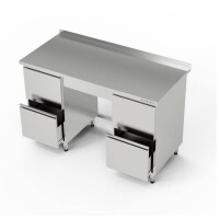 Masă de lucru din oțel inoxidabil cu 2 blocuri de 2 sertare 200x60x85 cm | FORGAST