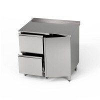 Masă de lucru din oțel inoxidabil cu dulap și bloc de sertare 80x70x85 cm | FORGAST